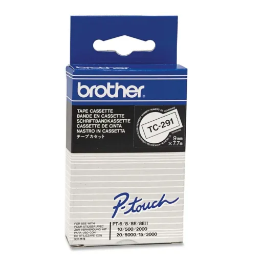 Fitas Brother Laminadas Branco/Preto 9 mm X 7.7 M