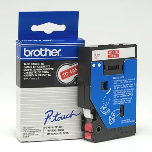 Fitas Brother Laminadas Vermelho/Branco 9 mm X 7.7 M