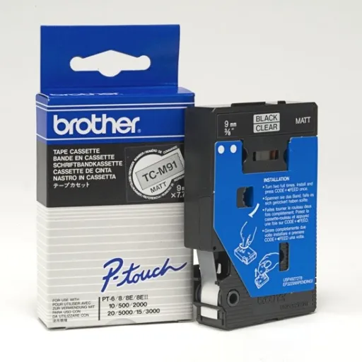 Fitas Brother Laminadas Matte/Preto 9 mm X 7.7 M