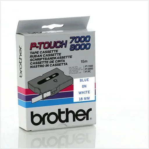 Fitas Brother Laminadas Branco/Azul 18 mm X 15 M