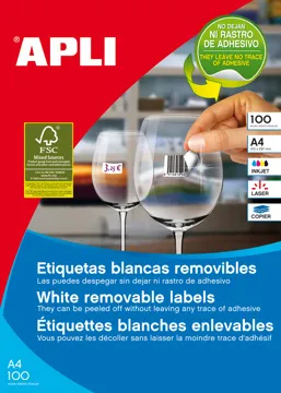 Etiquetas Autocolantes 52,5x21,2 mm Removíveis 100 Folhas Apli