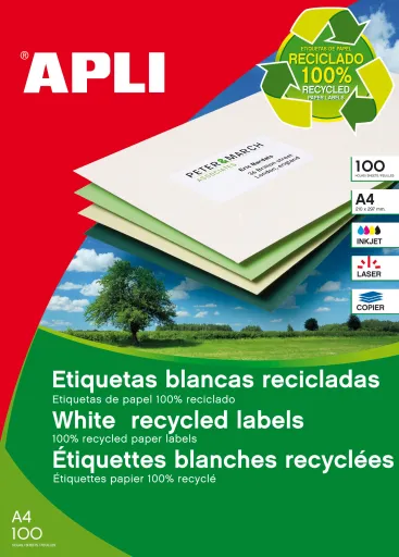 Etiquetas Autocolantes70x25.4mm Recicladas 100 Folhas