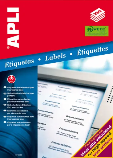 Etiquetas Autocolantes A4 210x297 mm 250 Folhas Apli