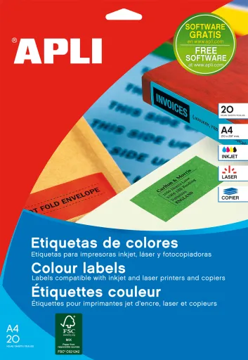 Etiquetas Autocolantes 70x37mm Vermelho 20 Folhas