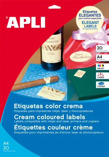 Etiquetas Autocolantes 70x37mm Creme Suave 20 Folhas Apli