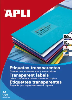 Etiquetas Autocolantes 70x37mm Translúcida Mate Apli 100 Folhas