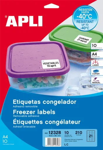 Etiquetas para Congeladores Apli 63.5x38.1mm 10 Folhas