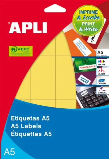 Etiquetas Autocolantes A5 ø 16 Amarelas Apli