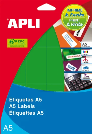 Etiquetas Autocolantes  A5 16 Verde Apli