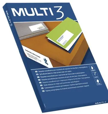 Etiquetas Autocolantes A4 210x297mm Multi3 100 Fls