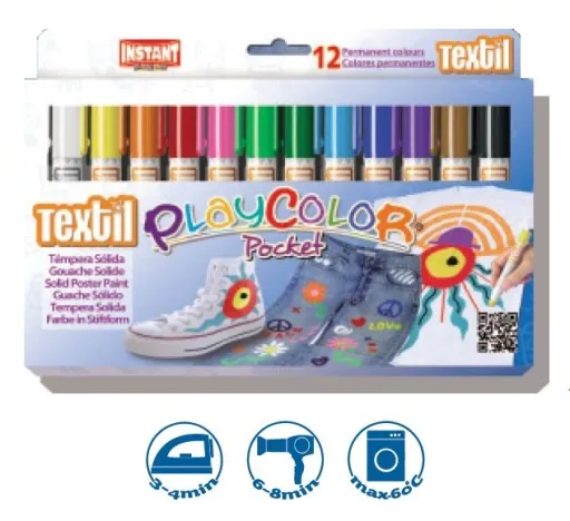 Guache Sólido Playcolor Têxtil Pocket 12 Unid