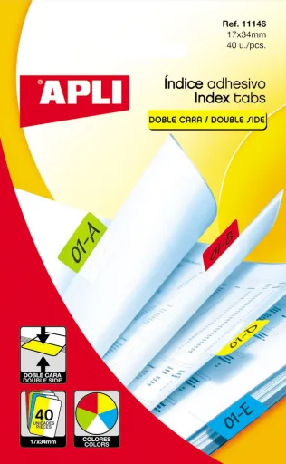 Notas Aderentes Index de Página Cores Variadas 17x34mm Apli