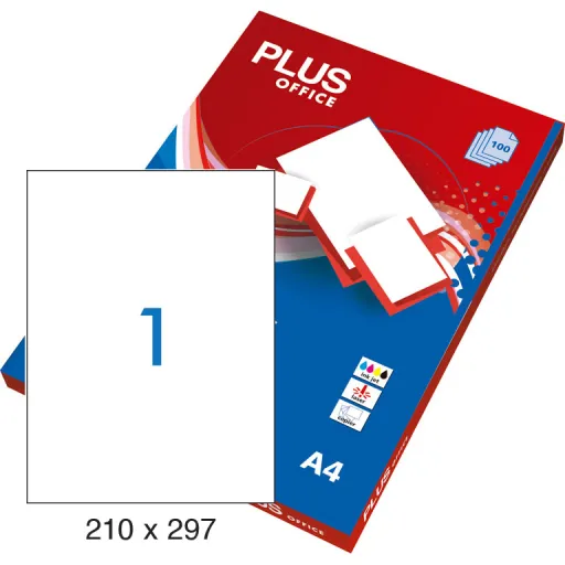 Etiquetas Plus Office 210x297mm A4 100 Folhas