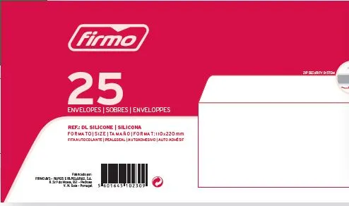 Envelopes Dl Silicone 110x220m Maço de 25 Un.