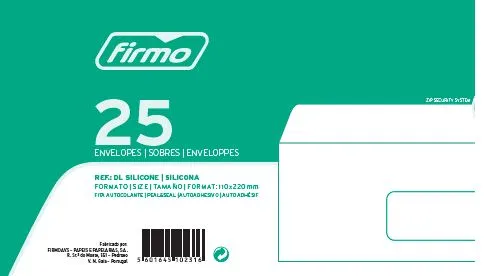 Envelopes Dl Silicone com Janela 110x220m Maço de 25 Un.