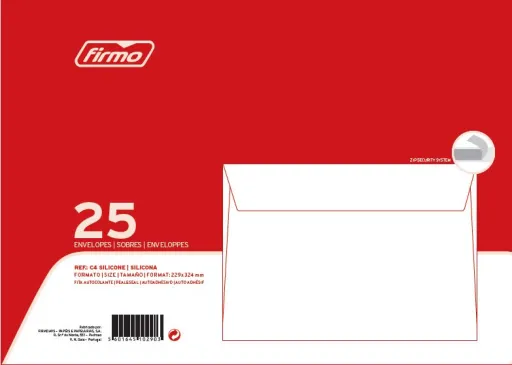 Envelopes C4 229x324mm Silicone Maço de 25 Un.