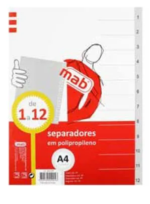 Separador Numérico A4 Pp 1 a 12