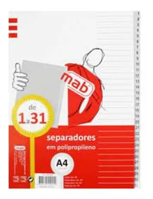 Separador Numérico A4 Pp 1 a 31