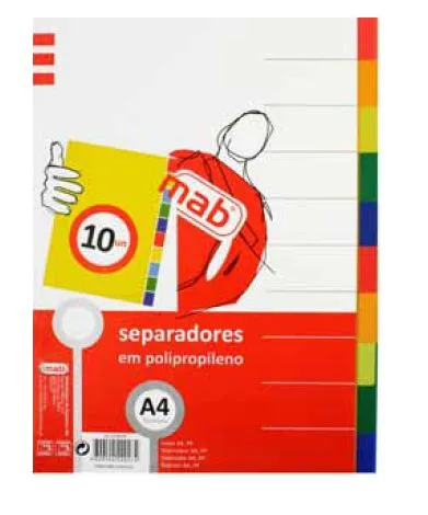 Separador A4 Polipropileno 10 Cores