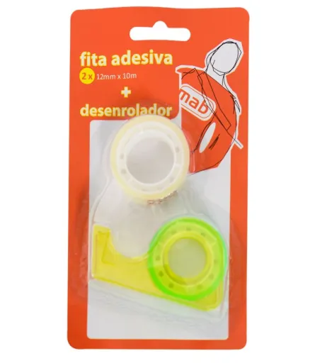 Fita Cola + Dispensador Blister 12mmx10m Mab 2 Rolos