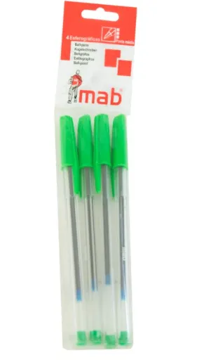 Esferografica MAB 1mm Blister 4un. Verde