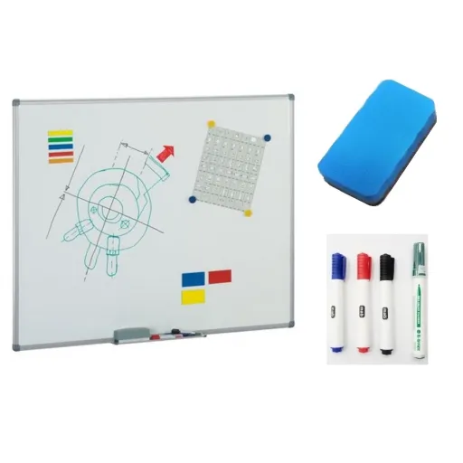 Quadro Branco Magnético 45x60cm Porcelana Light Board e 4 Marcadores e Apagador