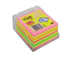 Bloco de Notas Aderentes Cubo 450 Folhas Néon 76x76mm com Base Post-it