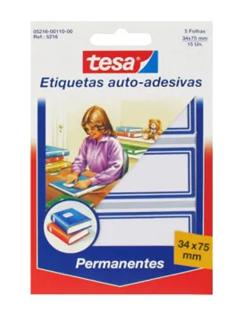 Etiquetas Autocolantes 34x75mm Tesa com Cercadura Azul