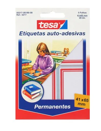 Etiquetas Autocolantes 41x65mm Tesa com Cercadura Vermelha