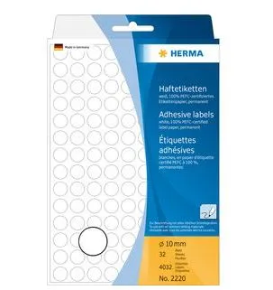 Etiquetas Autocolantes Redondas 10mm Herma