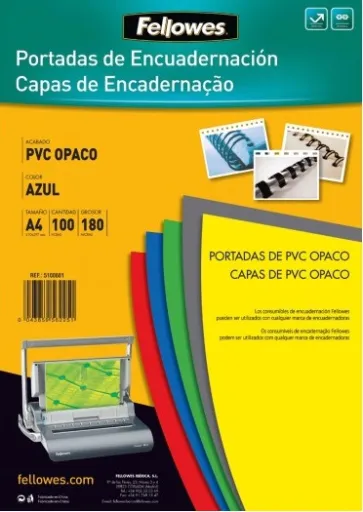 Capas Encadernação Pvc Opacas Azul A4 180 Microns 100Fls Fellows