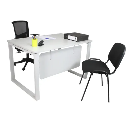 Secretarias de Escritorio 1800x800x750mm Cinza com Painel Agnes Qualita - Riva