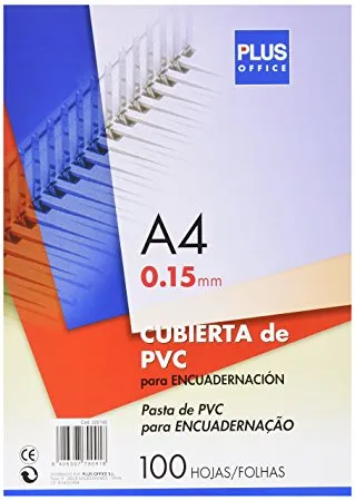 Capas de Encadernar A4 Azul Translúcido Pvc 150 Micras Plus Office