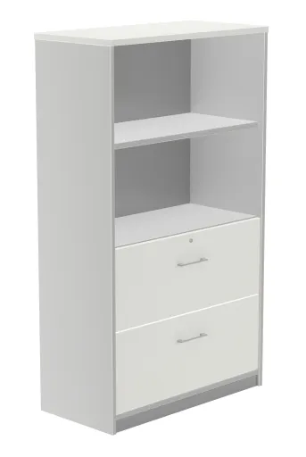 Armários Escritório 900x450x1560mm com Portas Cinza/Branco