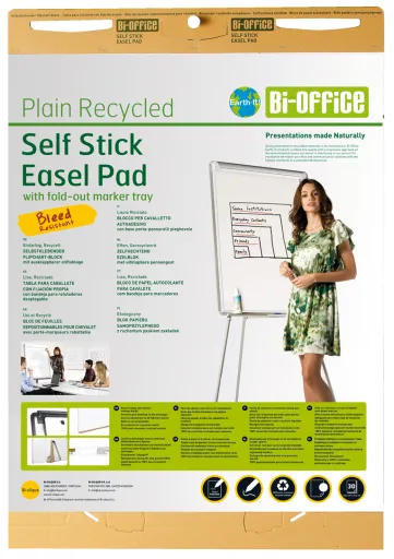 Bloco Papel para Flip Chart  635x762mm Autocolante Earth-it (Quadro Conferências/Tripé/Flipchart)