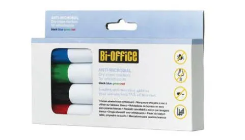 Marcador Quadro Branco Anti-Bacterianos Pack 4 Cores