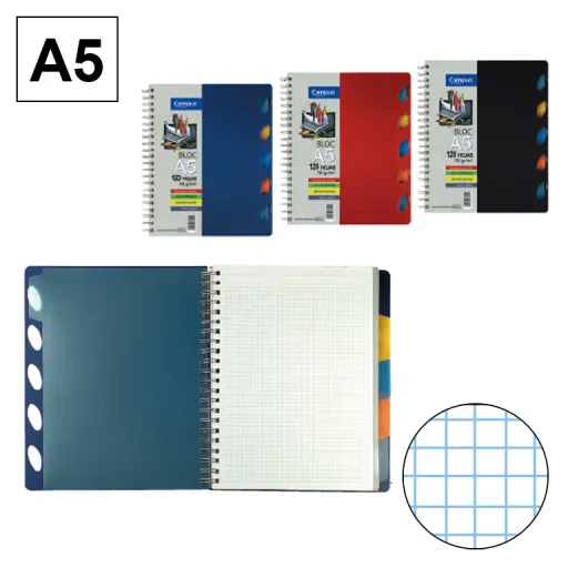 Caderno Espiral Capa Polipropileno A5 120Fls 70G CP-4mm 5SEPARD