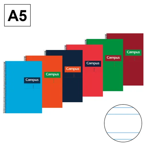 Caderno Espiral Capa Dura A5 80Fls  70GR Dupla Linha 3,5mm