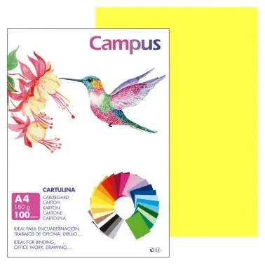 Cartolina Campus A4 180G Amarelo Limão 100 Un.