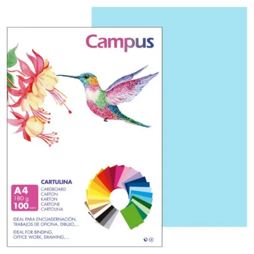 Cartolina Campus A4 180G Azul Celeste 100 Un.