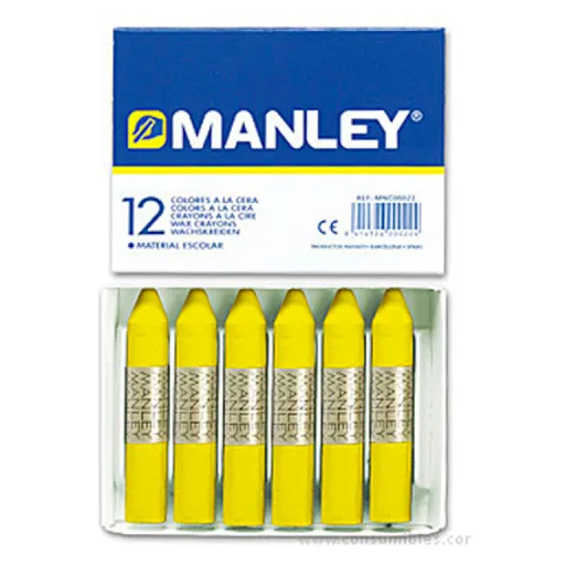 Lápis de Cera  Manley Amarelo Permanente 12 Un.