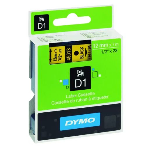 Fita Dymo D1 12mmX7M Preto  Amarelo - S0720580