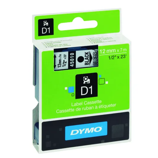 Fita Dymo D1 12mmX7M Preto Transparente - S0720500