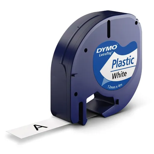 Fita Dymo Letratag Plastificada Preto   Branco - S0721610