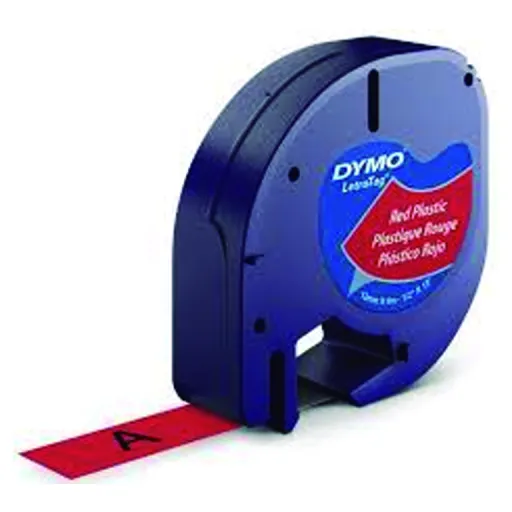 Fita Dymo Letratag Plastificada Preto   Vermelho - S0721630