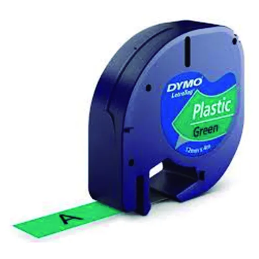 Fita Dymo Letratag Plastificada Preto   Verde - S0721640