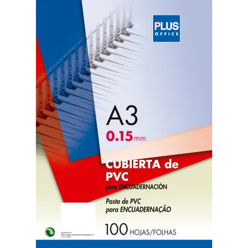 Capa de Encadernar  Plus Pvc A3 0,15mm Transparente 100 Un.