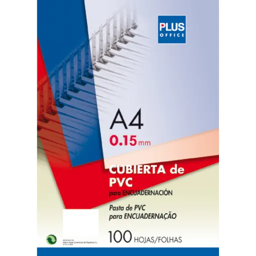 Capa de Encadernar  Plus Pvc A4 0,15mm Transparente 100 Un.