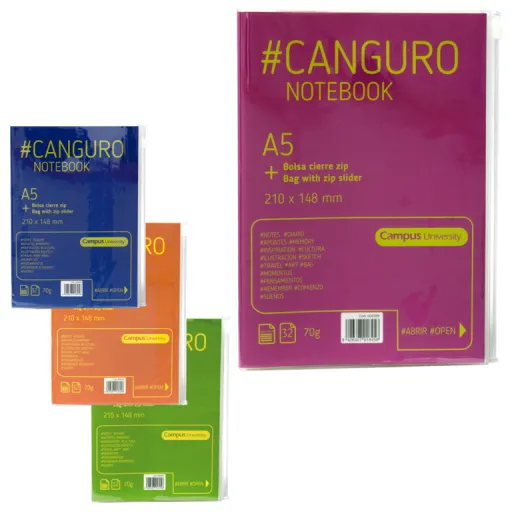 Bloco A5 Canguro 70G 32 Fls Linhas Cores Sortidas