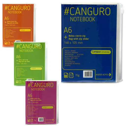 Bloco A6 Canguro 70G 32 Fls Linhas Cores Sortidas